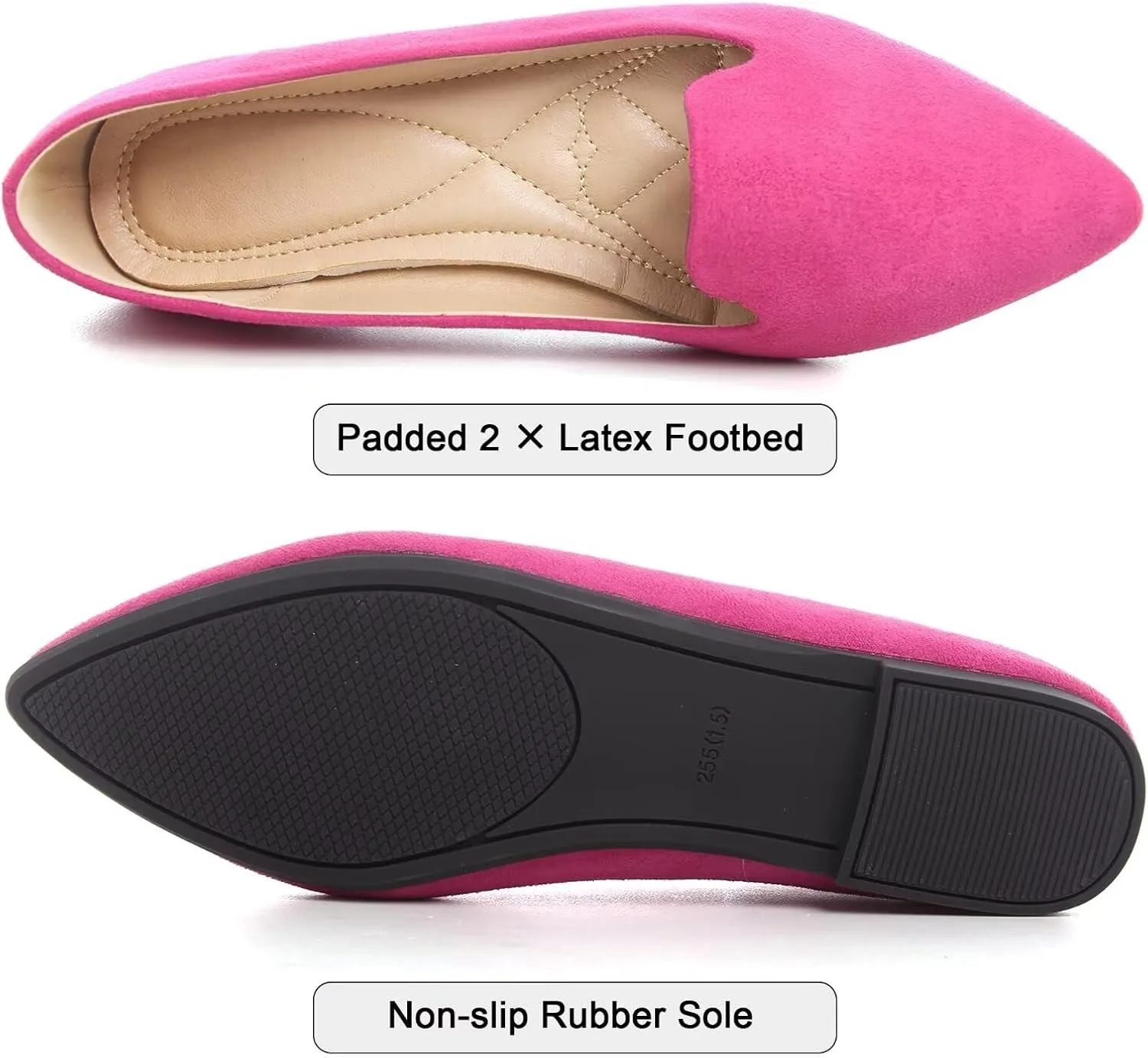 WENJIAZHIZHI Women's Round Toe Ballet Flats Slip-On Loafers Flats Dress Shoes for Women Dressy Comfortable Low Heel