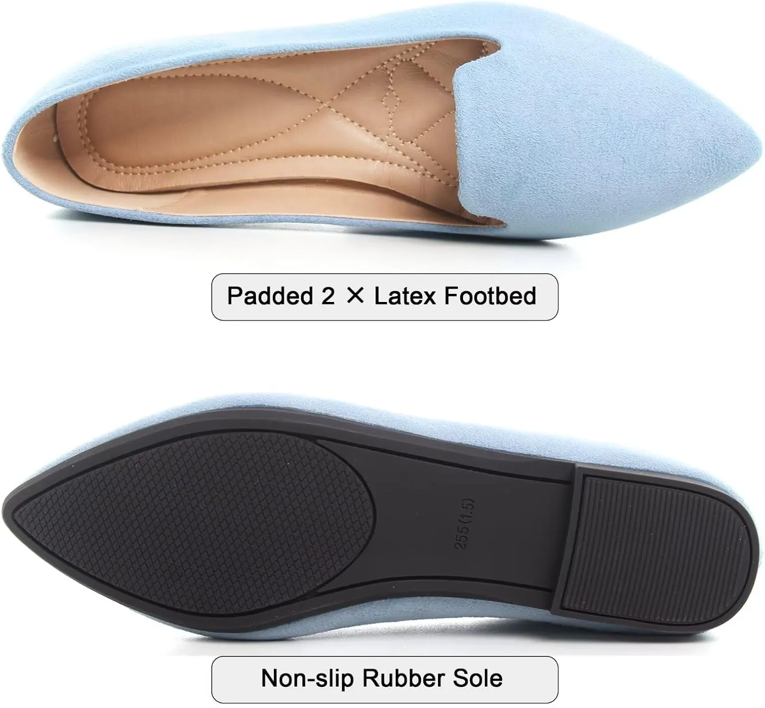 WENJIAZHIZHI Women's Round Toe Ballet Flats Slip-On Loafers Flats Dress Shoes for Women Dressy Comfortable Low Heel