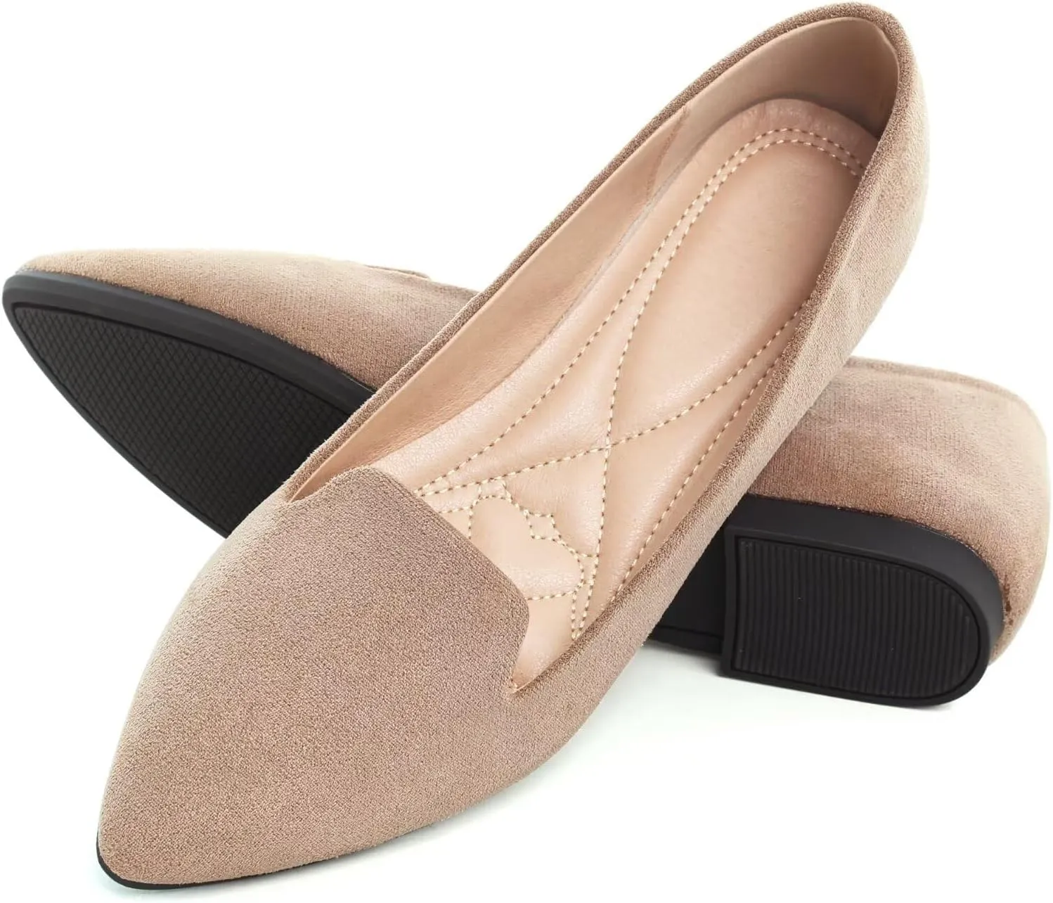 WENJIAZHIZHI Women's Round Toe Ballet Flats Slip-On Loafers Flats Dress Shoes for Women Dressy Comfortable Low Heel