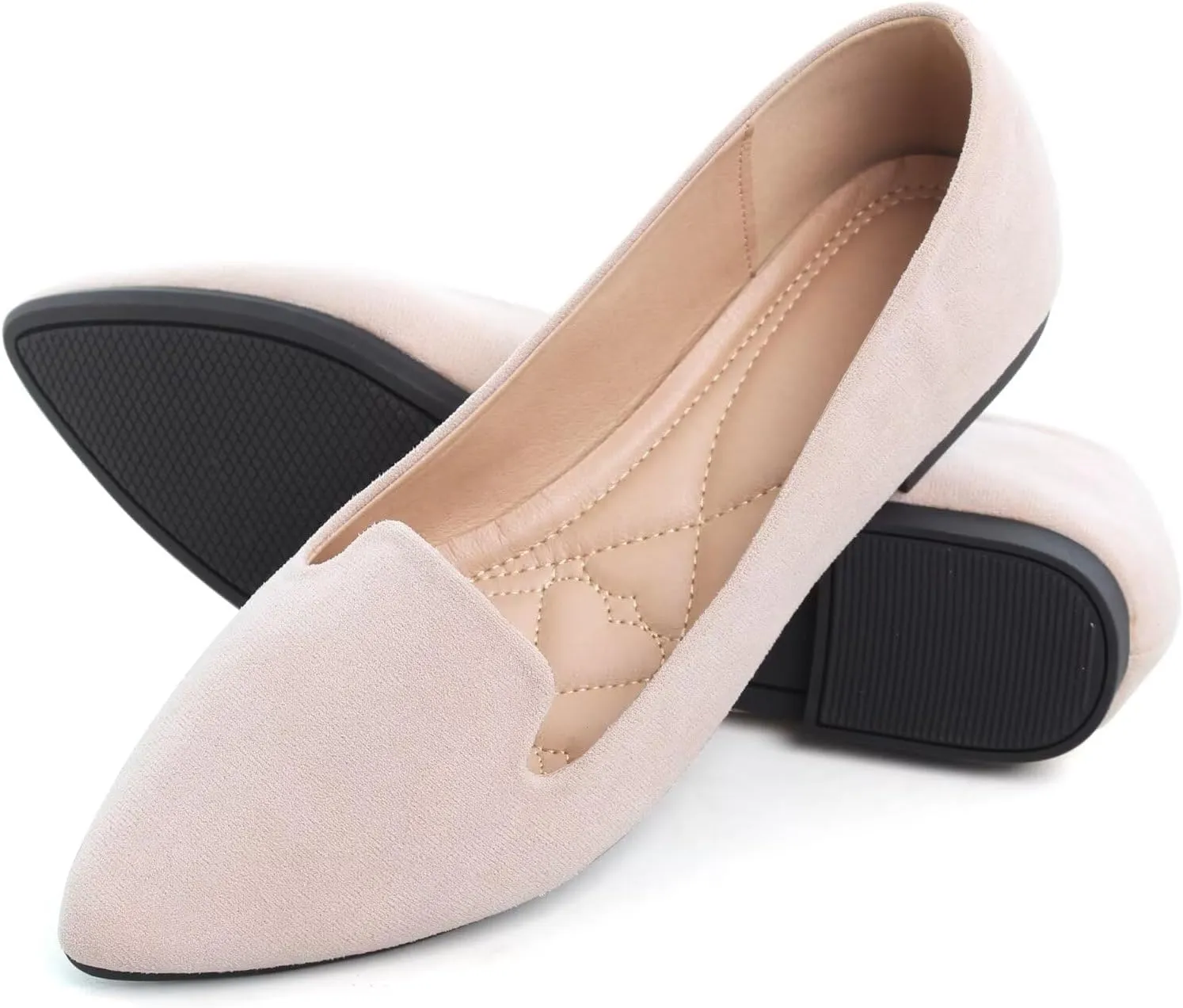WENJIAZHIZHI Women's Round Toe Ballet Flats Slip-On Loafers Flats Dress Shoes for Women Dressy Comfortable Low Heel