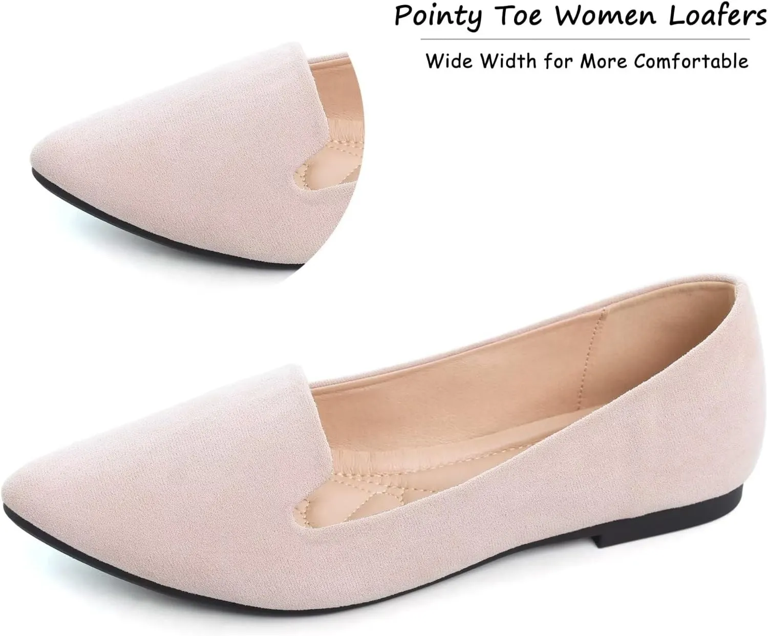 WENJIAZHIZHI Women's Round Toe Ballet Flats Slip-On Loafers Flats Dress Shoes for Women Dressy Comfortable Low Heel