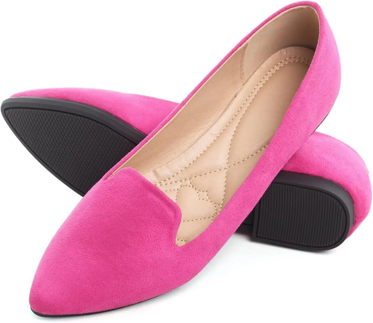 WENJIAZHIZHI Women's Round Toe Ballet Flats Slip-On Loafers Flats Dress Shoes for Women Dressy Comfortable Low Heel