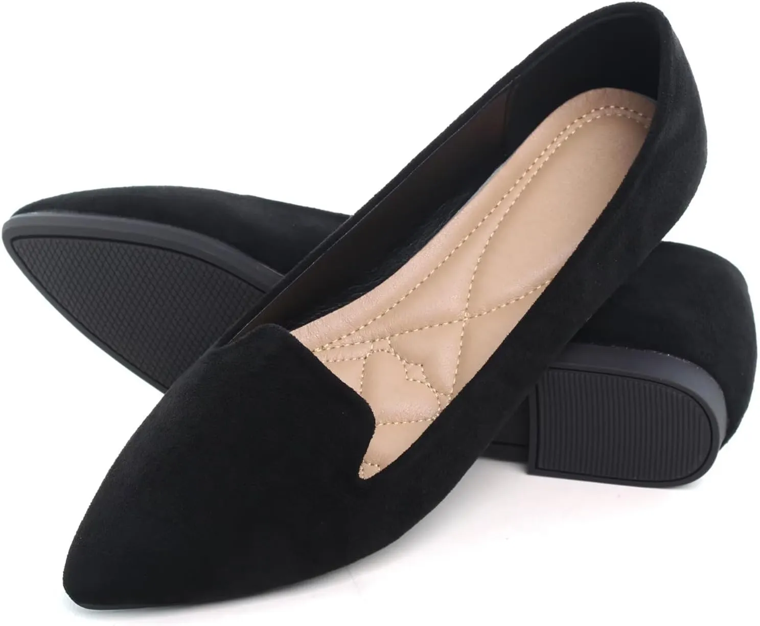 WENJIAZHIZHI Women's Round Toe Ballet Flats Slip-On Loafers Flats Dress Shoes for Women Dressy Comfortable Low Heel