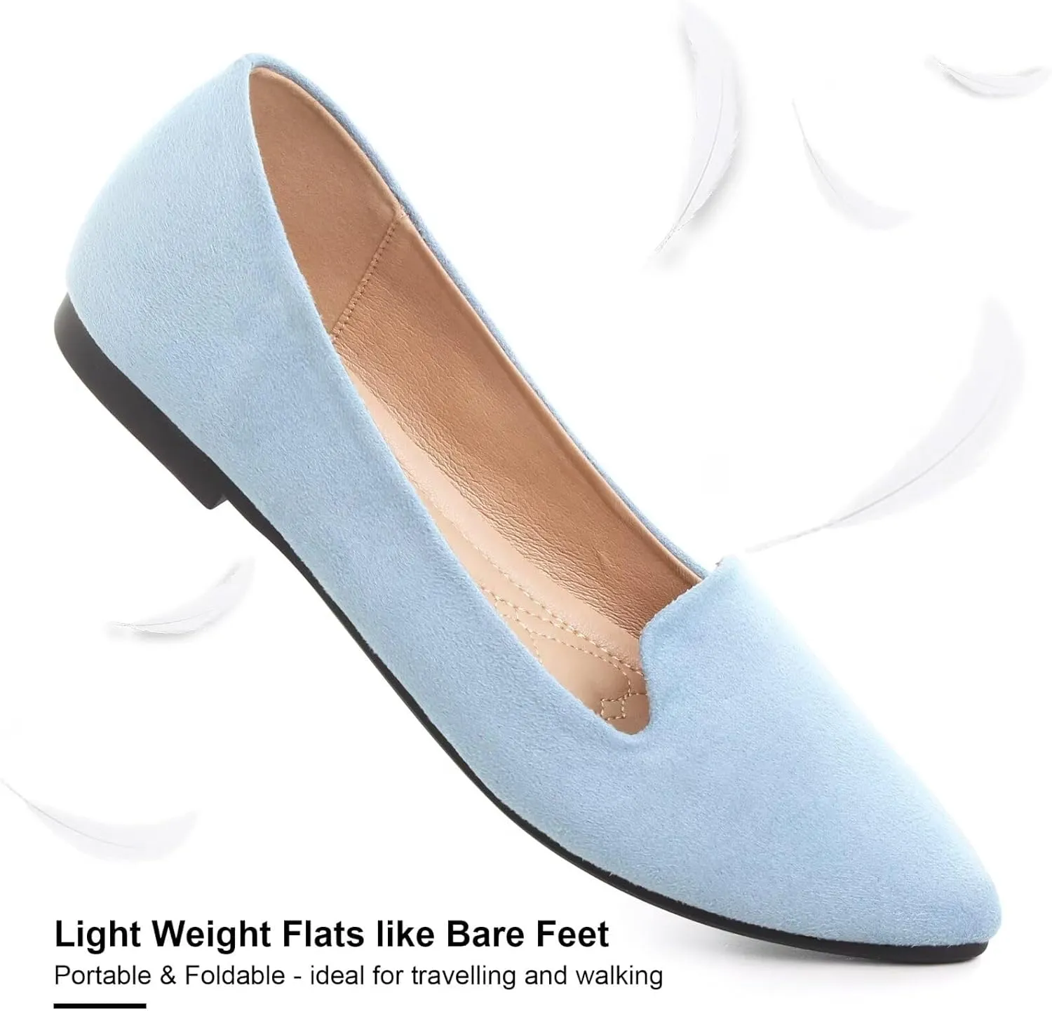 WENJIAZHIZHI Women's Round Toe Ballet Flats Slip-On Loafers Flats Dress Shoes for Women Dressy Comfortable Low Heel