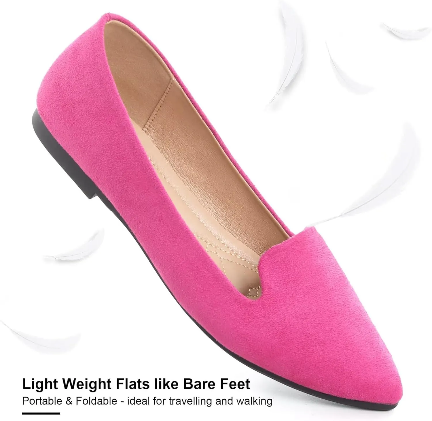 WENJIAZHIZHI Women's Round Toe Ballet Flats Slip-On Loafers Flats Dress Shoes for Women Dressy Comfortable Low Heel