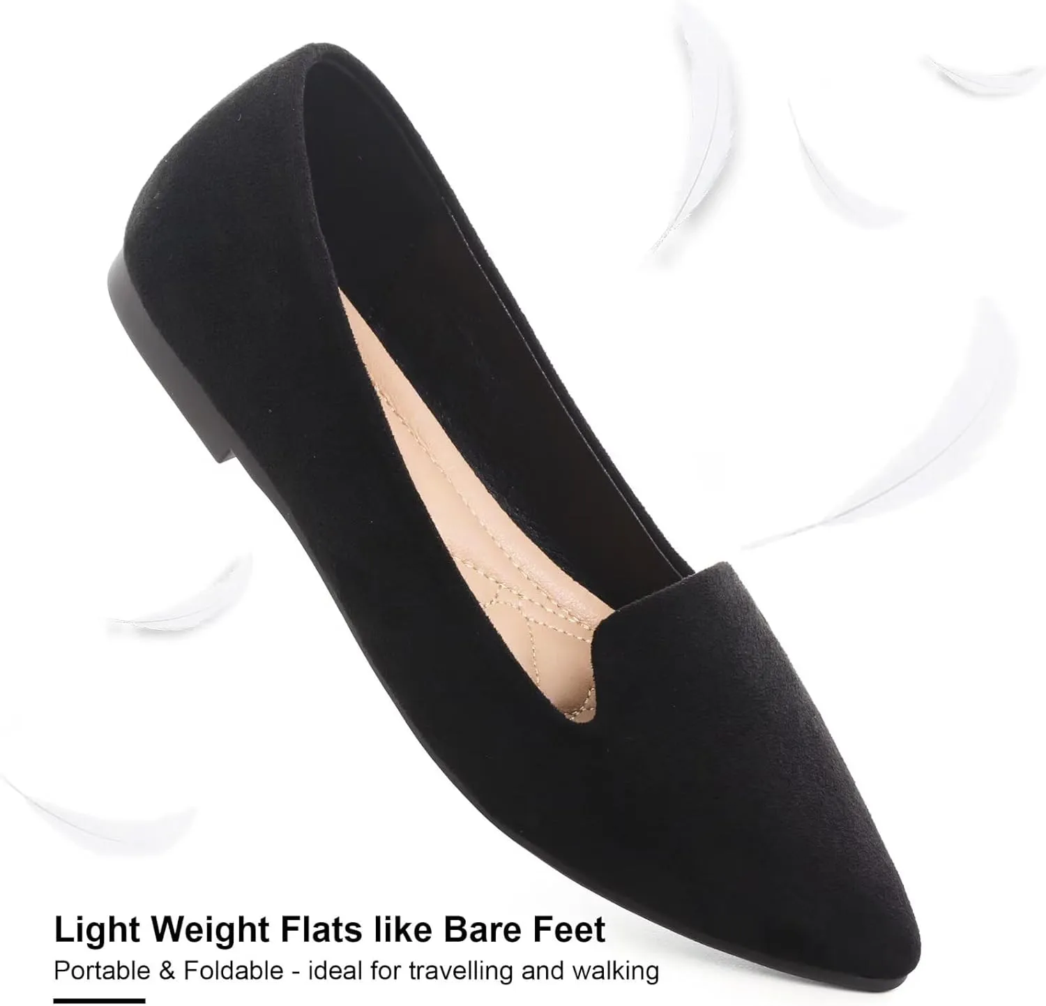 WENJIAZHIZHI Women's Round Toe Ballet Flats Slip-On Loafers Flats Dress Shoes for Women Dressy Comfortable Low Heel