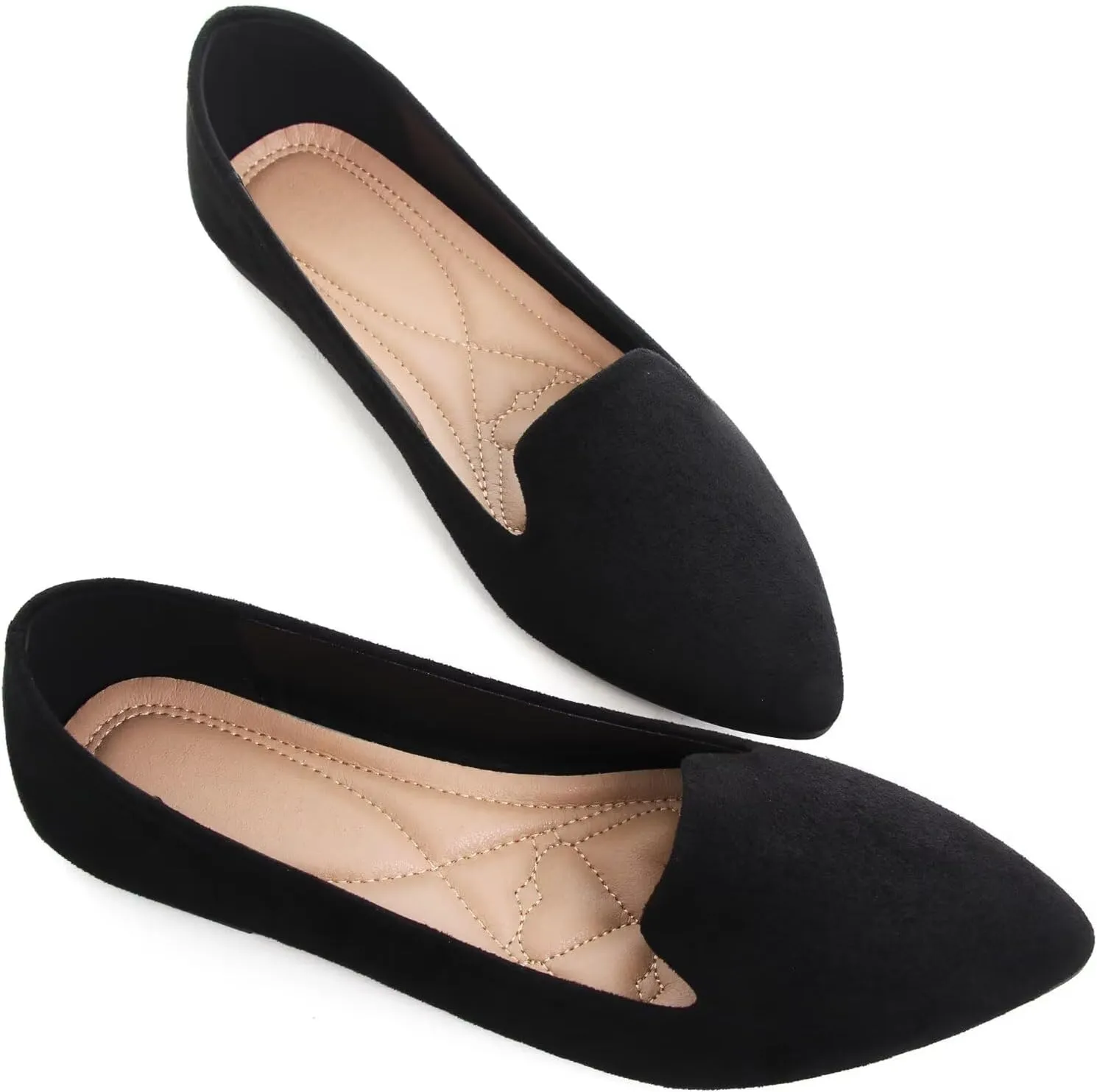 WENJIAZHIZHI Women's Round Toe Ballet Flats Slip-On Loafers Flats Dress Shoes for Women Dressy Comfortable Low Heel
