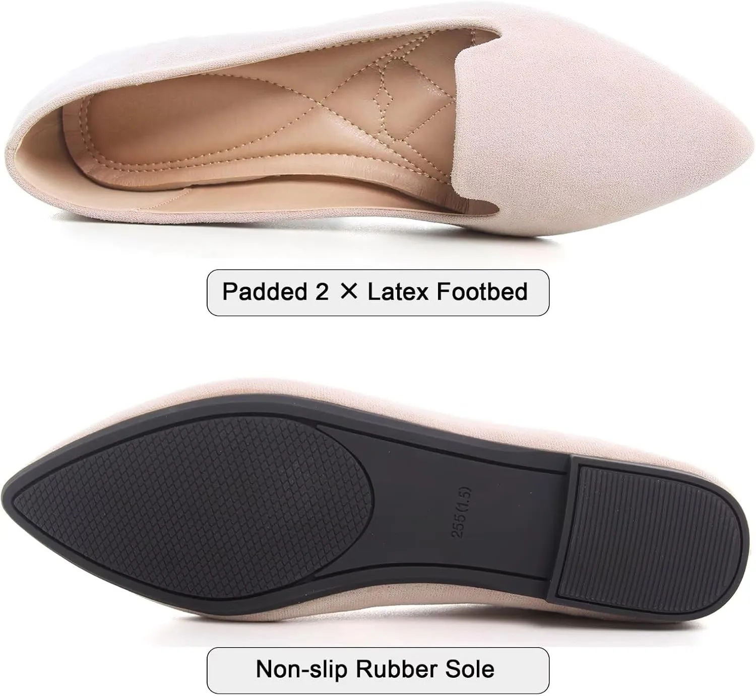 WENJIAZHIZHI Women's Round Toe Ballet Flats Slip-On Loafers Flats Dress Shoes for Women Dressy Comfortable Low Heel