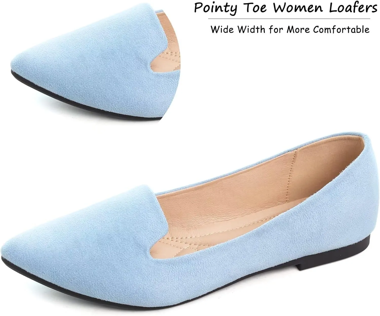 WENJIAZHIZHI Women's Round Toe Ballet Flats Slip-On Loafers Flats Dress Shoes for Women Dressy Comfortable Low Heel
