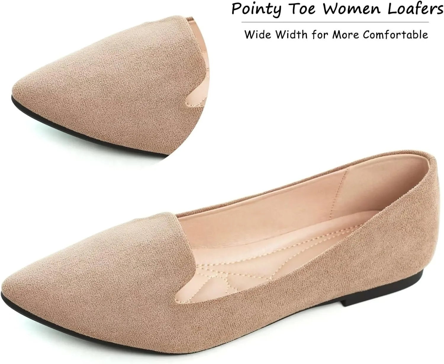 WENJIAZHIZHI Women's Round Toe Ballet Flats Slip-On Loafers Flats Dress Shoes for Women Dressy Comfortable Low Heel