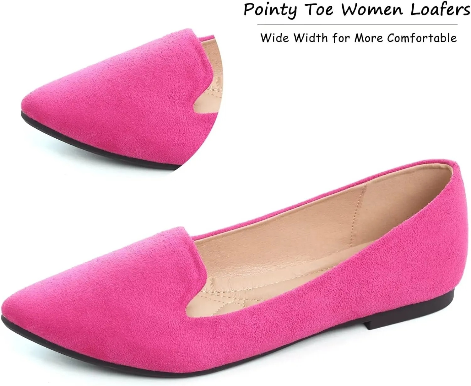 WENJIAZHIZHI Women's Round Toe Ballet Flats Slip-On Loafers Flats Dress Shoes for Women Dressy Comfortable Low Heel