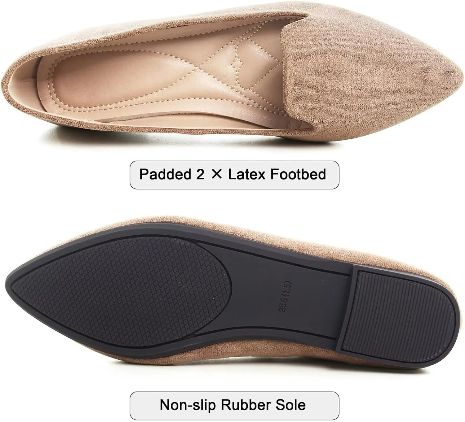 WENJIAZHIZHI Women's Round Toe Ballet Flats Slip-On Loafers Flats Dress Shoes for Women Dressy Comfortable Low Heel