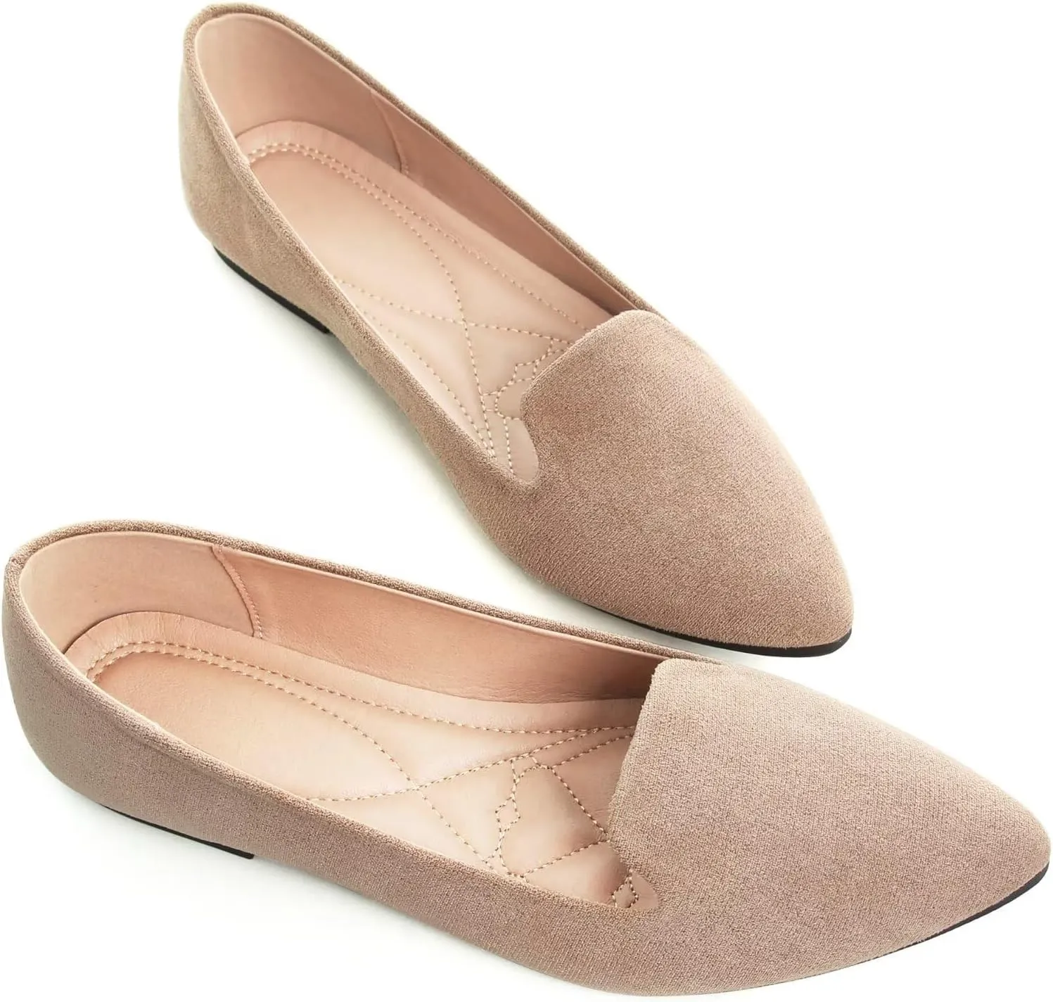 WENJIAZHIZHI Women's Round Toe Ballet Flats Slip-On Loafers Flats Dress Shoes for Women Dressy Comfortable Low Heel