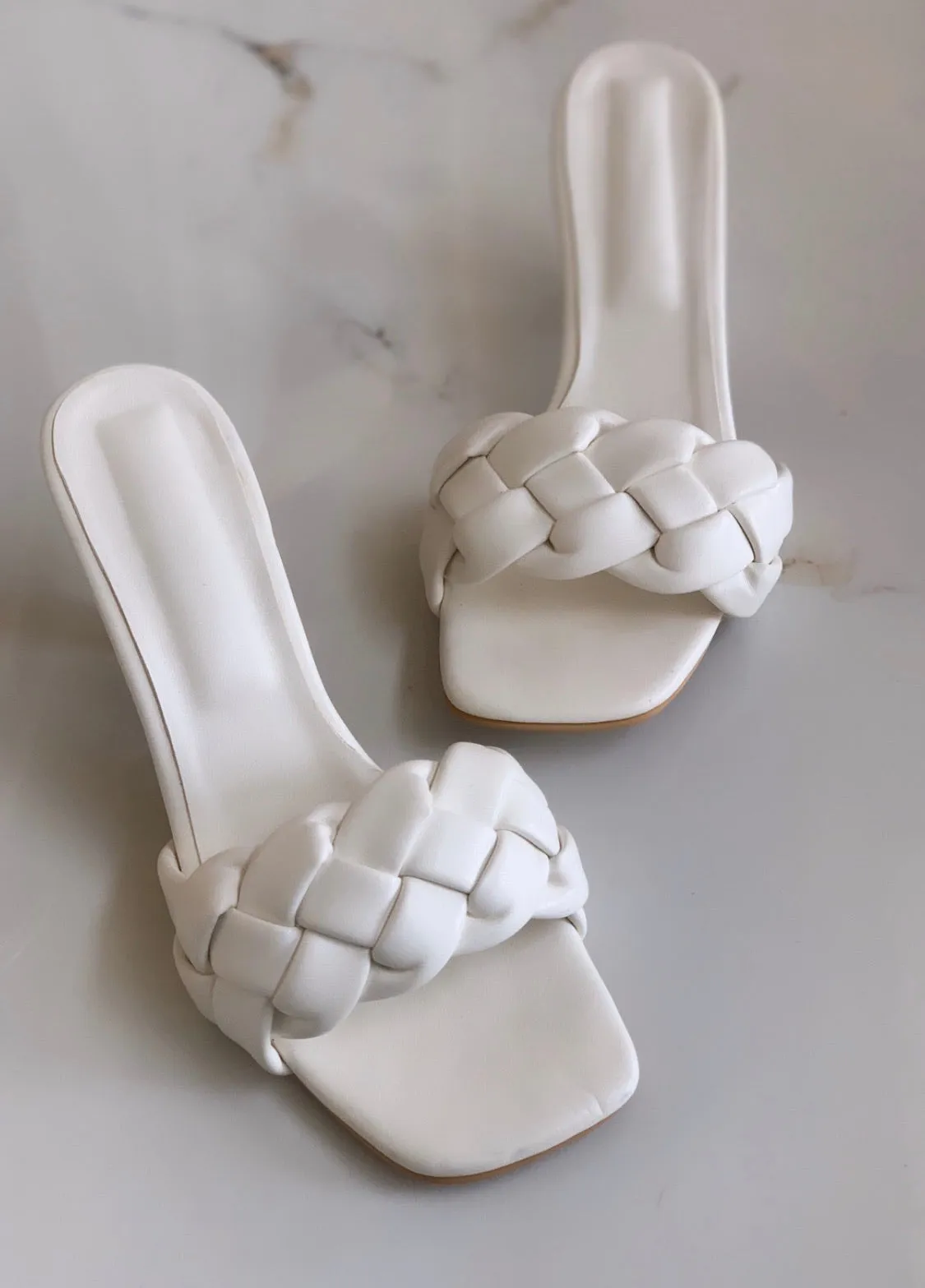 White Braided Stilettos