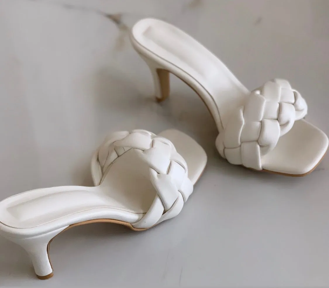 White Braided Stilettos