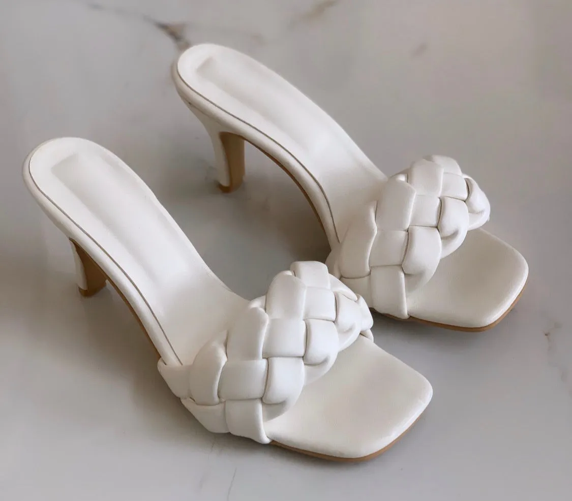 White Braided Stilettos