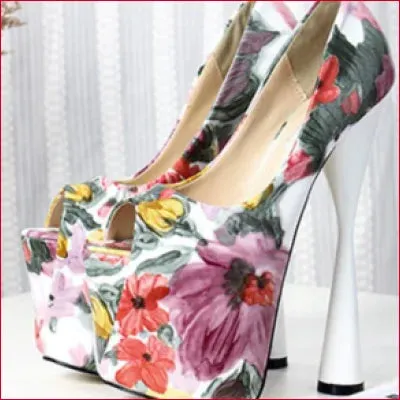 White Flower Women’s Plus Size High Heels 8 inch Pumps