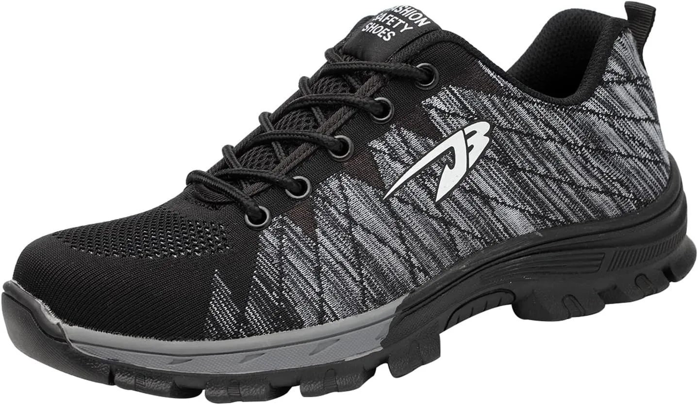 Wide Steel Toe for Women Cushion Safety Shoes,Resistant Puncture Proof Safety Shoes Breathable Indestructible Construction Industrial Sneakers,