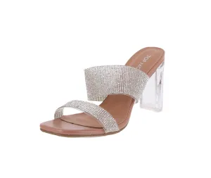 WOMAN'S SHOES NUDE PU/GLITTER CLEAR HEELS SELMA-50
