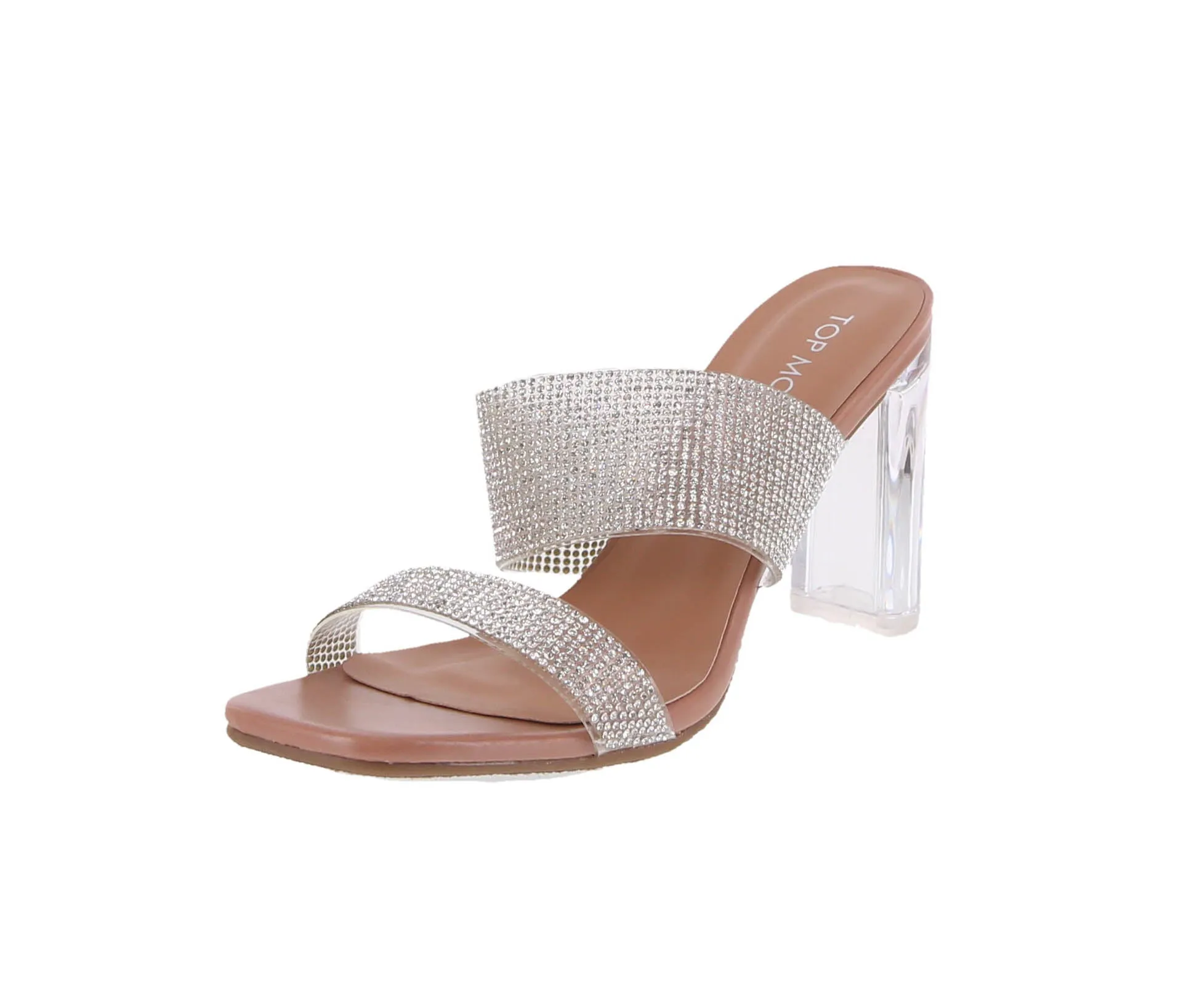 WOMAN'S SHOES NUDE PU/GLITTER CLEAR HEELS SELMA-50