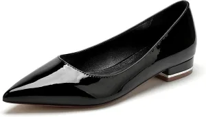 Women Ballet Flats Pumps Pointed Toe Patent Leather Wedding Dress Bridal Shoes Slip-on Sandals