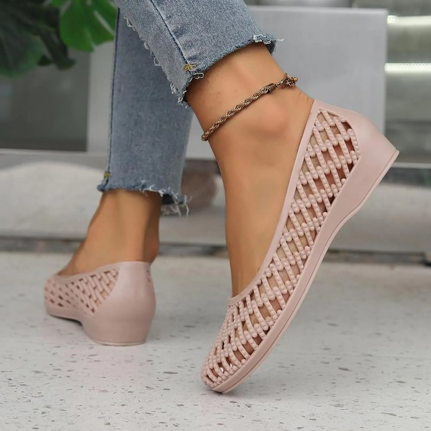 Women Casual Shoes Fashionable New Pattern Solid Color Simple Hollow Wedge Comfortable and Casual Shoes for Teen Girls