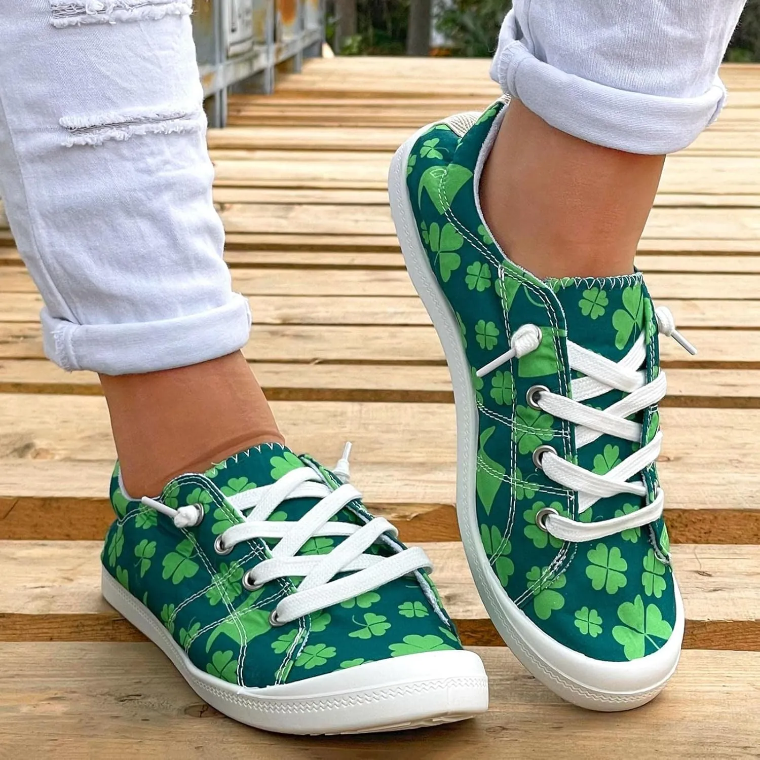 Women Fashion Casual Sneakers Canvas Lace-Up Loafers Lightweight Ladies Shoes Flat Soft Soled Comfortable Shoes Comfort