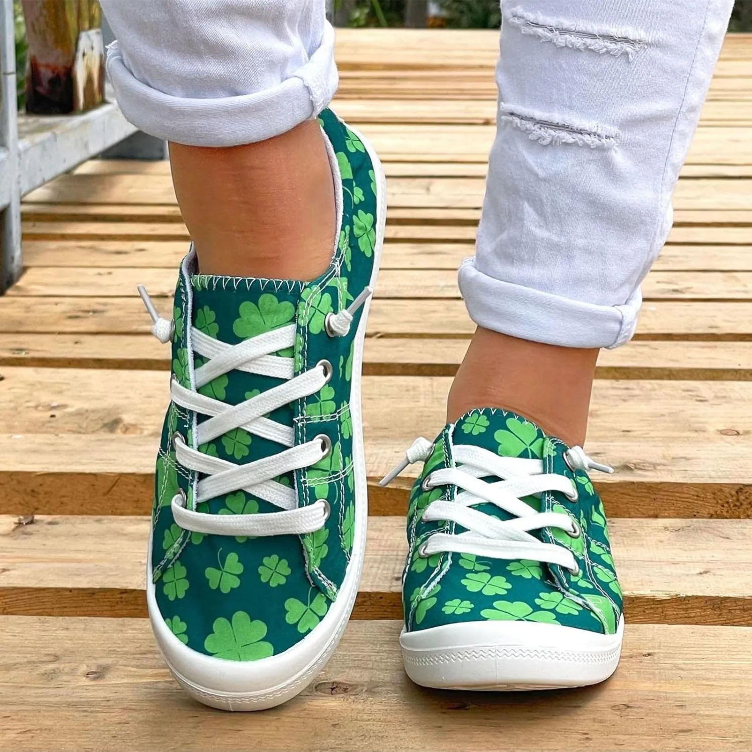 Women Fashion Casual Sneakers Canvas Lace-Up Loafers Lightweight Ladies Shoes Flat Soft Soled Comfortable Shoes Comfort