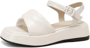 Women Sandals Genuine Leather Flats Platforms Ladies Working Casual Shoes Woman (Color : Gray, Size : 7) (White 7)