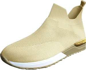 Women Woven Sneakers Comfortable Lightweight Breathable Casual Sneakers with Arch Support Mesh Slip On Walking Shoes