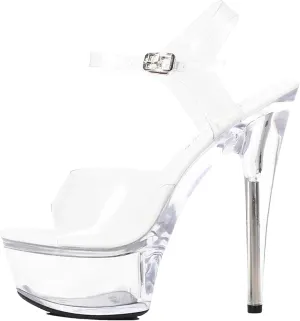 Women's 15cm Transparent Sandals - Crystal Pole Dance Stripper Platforms