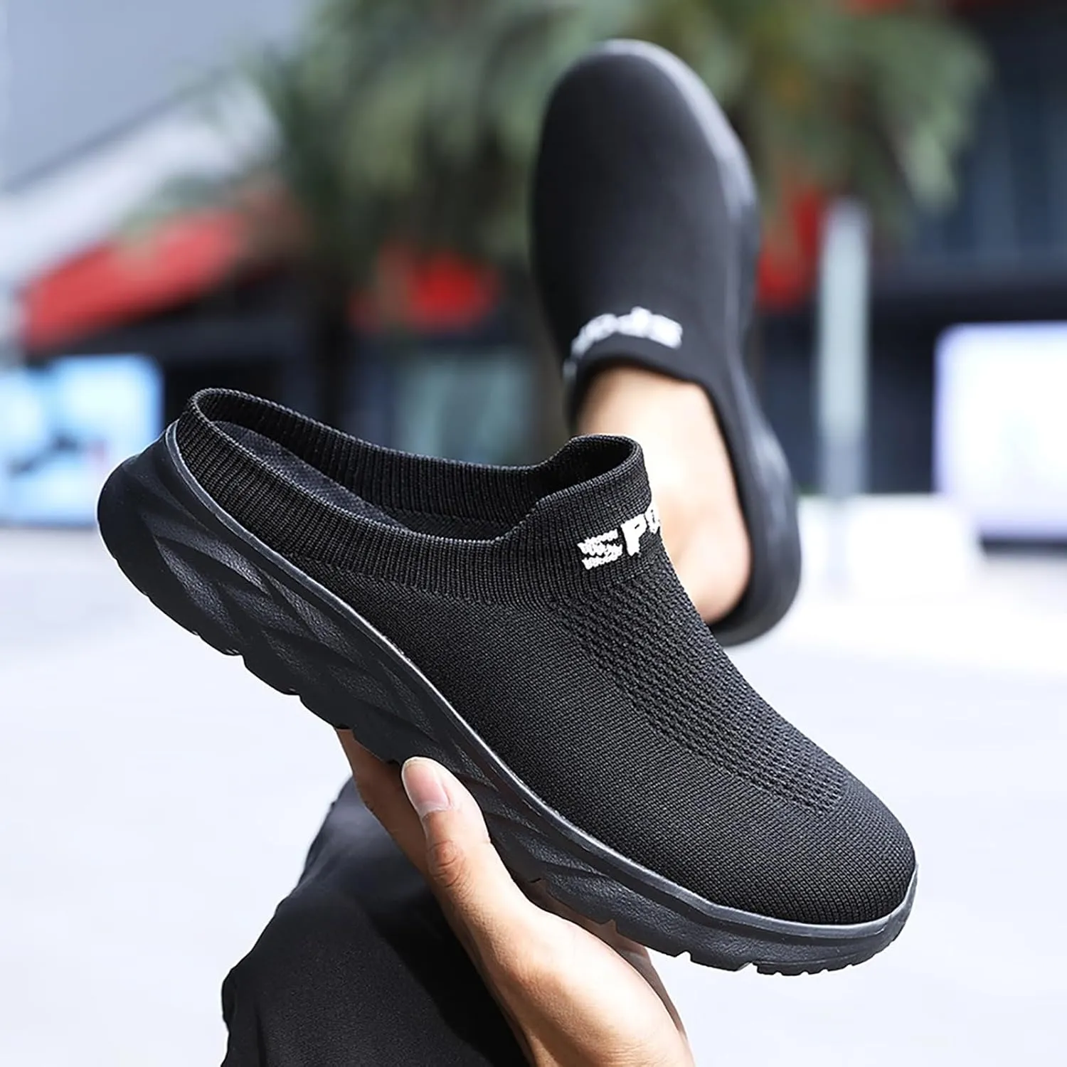 Women's Backless Slip on Mesh Sneakers Shoes Womens Running Shoes Casual Business Casual Shoes Black Platform Sneaker Red Tennis Shoe White Loafers