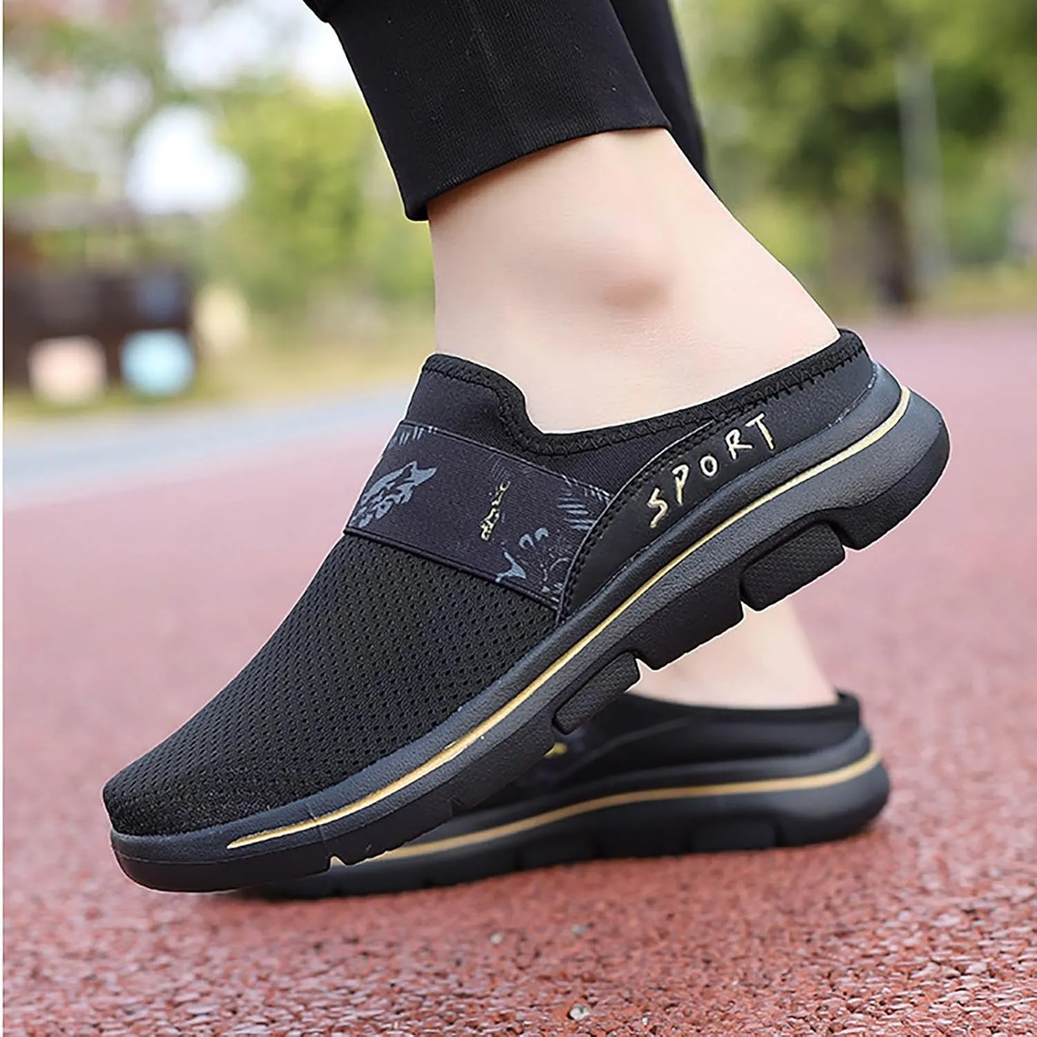 Women's Backless Slip on Mesh Sneakers Shoes Womens Running Shoes Casual Business Casual Shoes Black Platform Sneaker Red Tennis Shoe White Loafers