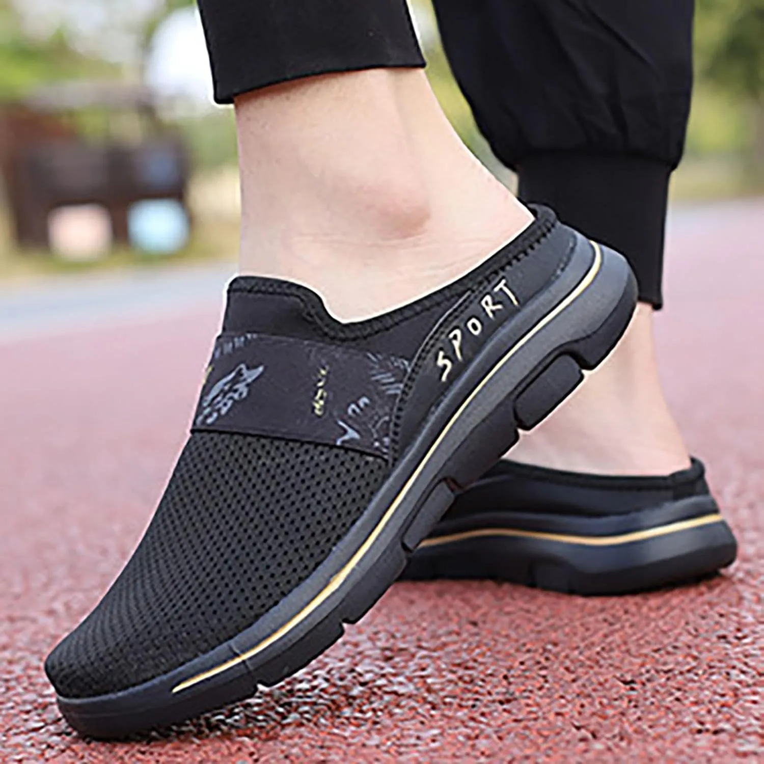 Women's Backless Slip on Mesh Sneakers Shoes Womens Running Shoes Casual Business Casual Shoes Black Platform Sneaker Red Tennis Shoe White Loafers