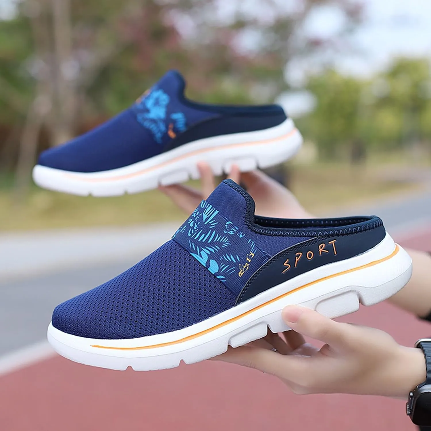 Women's Backless Slip on Mesh Sneakers Shoes Womens Running Shoes Wide Shoes Dressy Casual Men's Fashion Sneakers Steel Toe Tennis Shoe Loafers Shoe