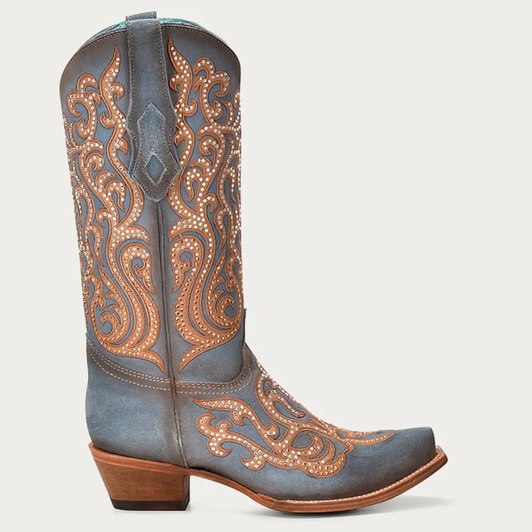 Women's Blue With Gem Stones Boot by Corral C4124