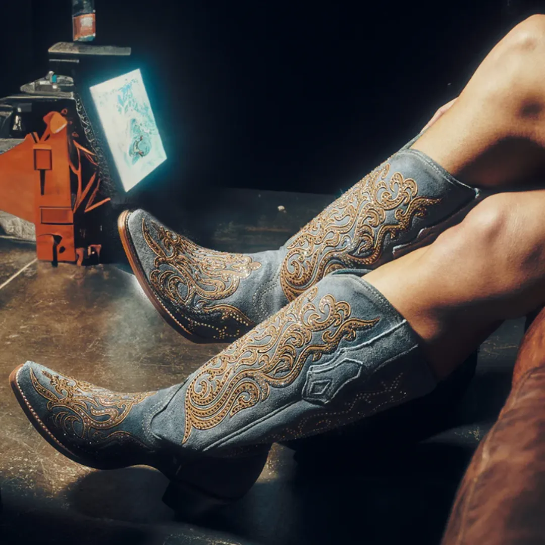 Women's Blue With Gem Stones Boot by Corral C4124