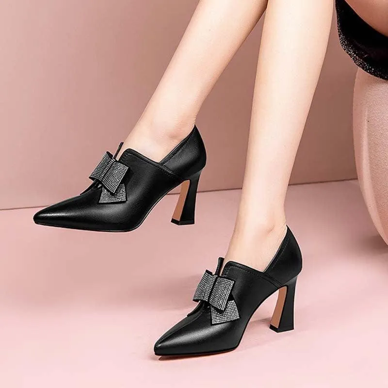 Women’s Bow Heels – Fashion Party Shoes with Rhinestones
