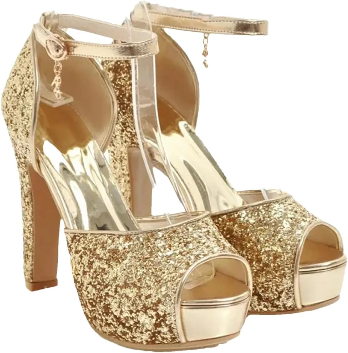 Women's Bride Sandals - Peep Toe Thick Heel Red Platforms