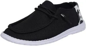 Women's Comfortable Cow Print Lace-up Loafers Orthopedic Ultralight Canvas Boat Casual Shoes with Arch Support