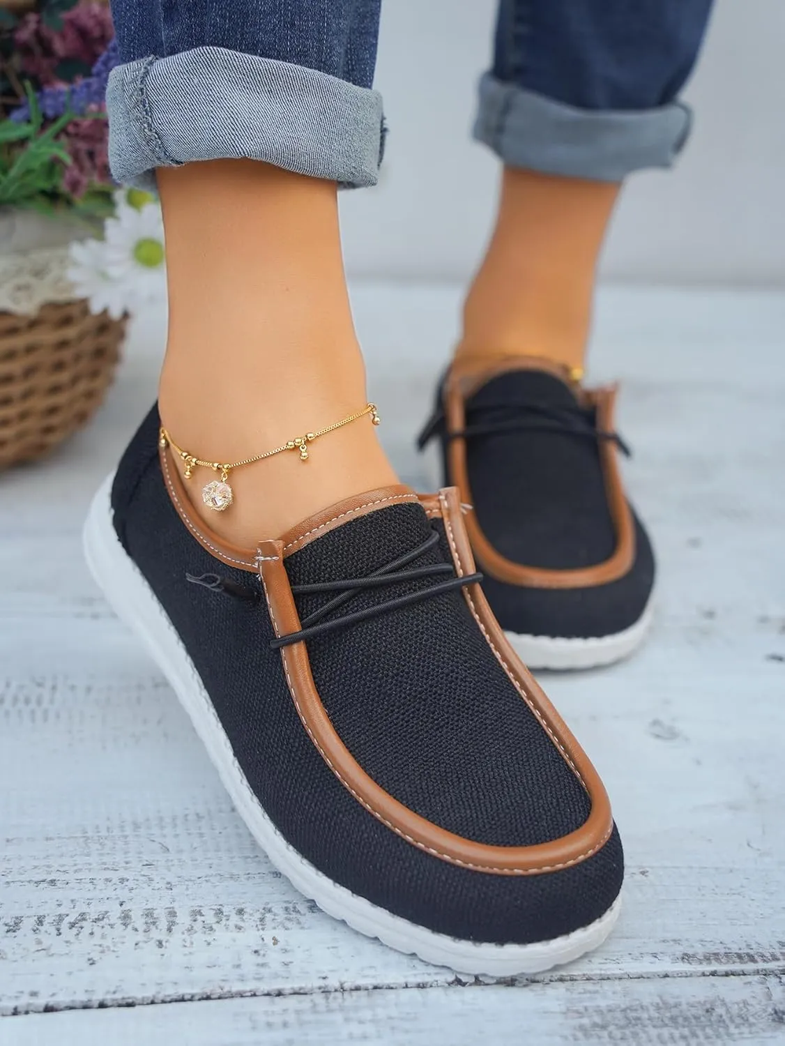 Women's Comfortable Cow Print Lace-up Loafers Orthopedic Ultralight Canvas Boat Casual Shoes with Arch Support