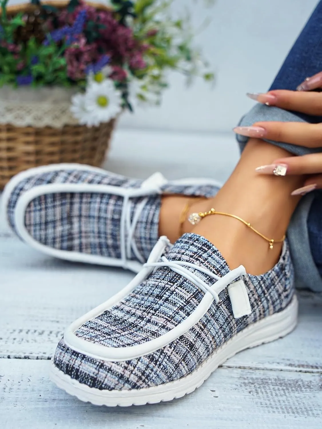Women's Comfortable Cow Print Lace-up Loafers Orthopedic Ultralight Canvas Boat Casual Shoes with Arch Support
