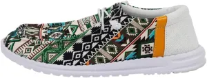 Women's Comfortable Dudes Wendy Aztec Print Lace-up Loafers Orthopedic Ultralight Canvas Boat Casual Shoes with Arch Support
