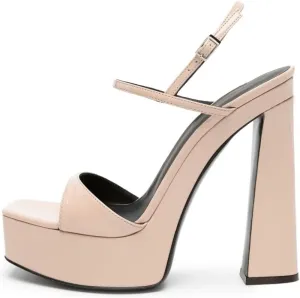 Women's Comfortable Platform Sandals Chunky Block Heel Backstrap Buckle High Heels Open Toe Dress Sexy Patent Leather Shoes
