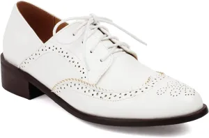 Women's Concise Brogue Lace up Shoes Closed Round Toe Party Comfortable Business Formal Occasion Oxfords Club Dance Chunky Dating Wedding Mid Block Vintage Cosplay Heels
