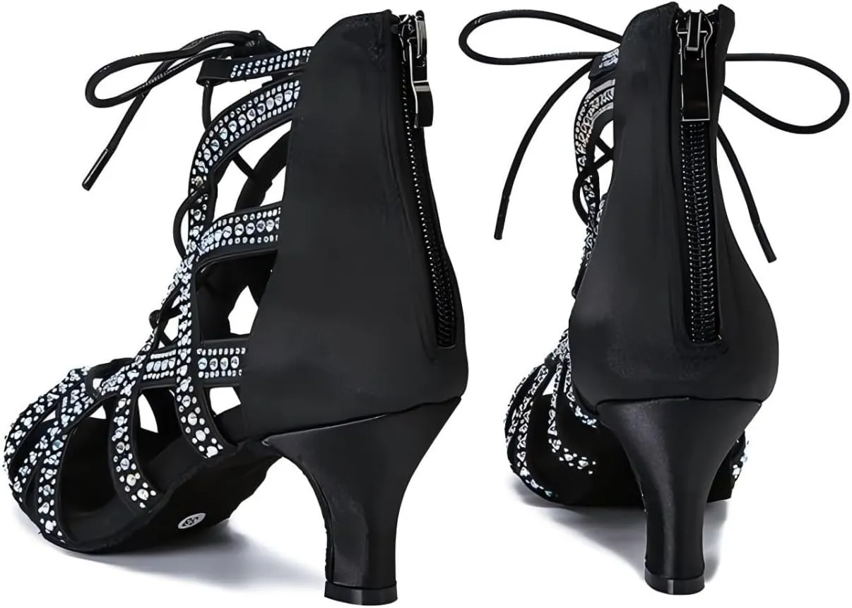 Women's Dance Shoes, Ballroom Dance Shoes for Women, Latin Ballroom Dance Ankle Boots, Practice Performance Dance Shoes