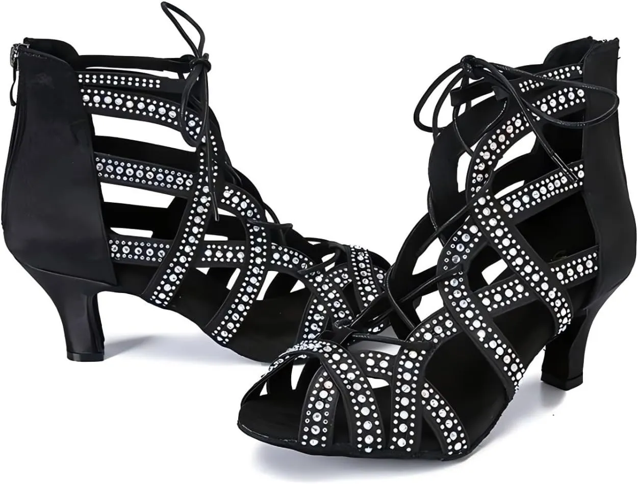 Women's Dance Shoes, Ballroom Dance Shoes for Women, Latin Ballroom Dance Ankle Boots, Practice Performance Dance Shoes