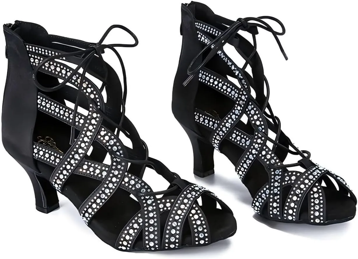 Women's Dance Shoes, Ballroom Dance Shoes for Women, Latin Ballroom Dance Ankle Boots, Practice Performance Dance Shoes