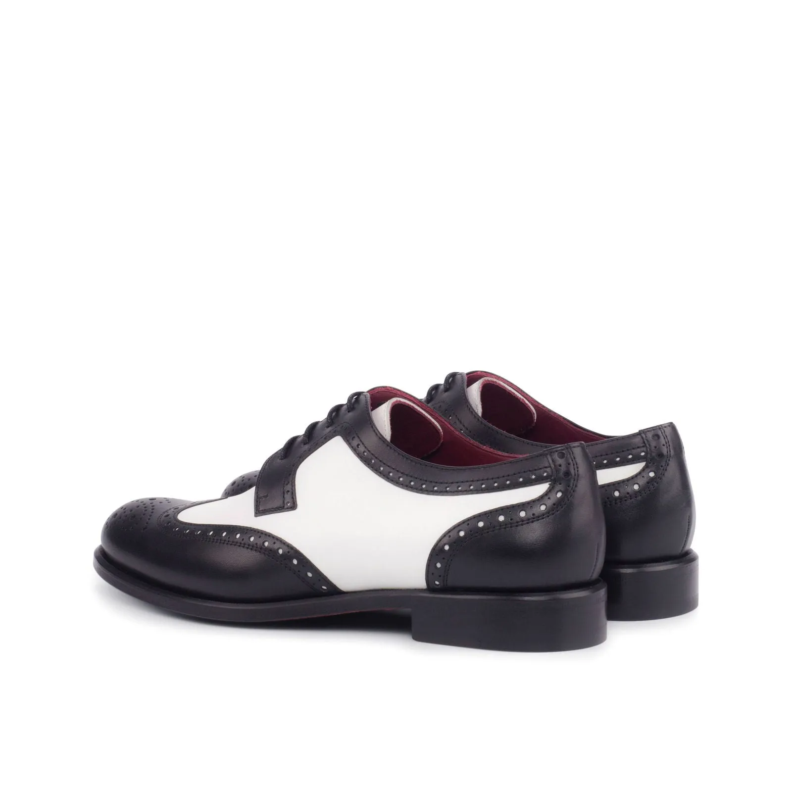 Women's Derby Wingtip Leather Shoes Black White 4193