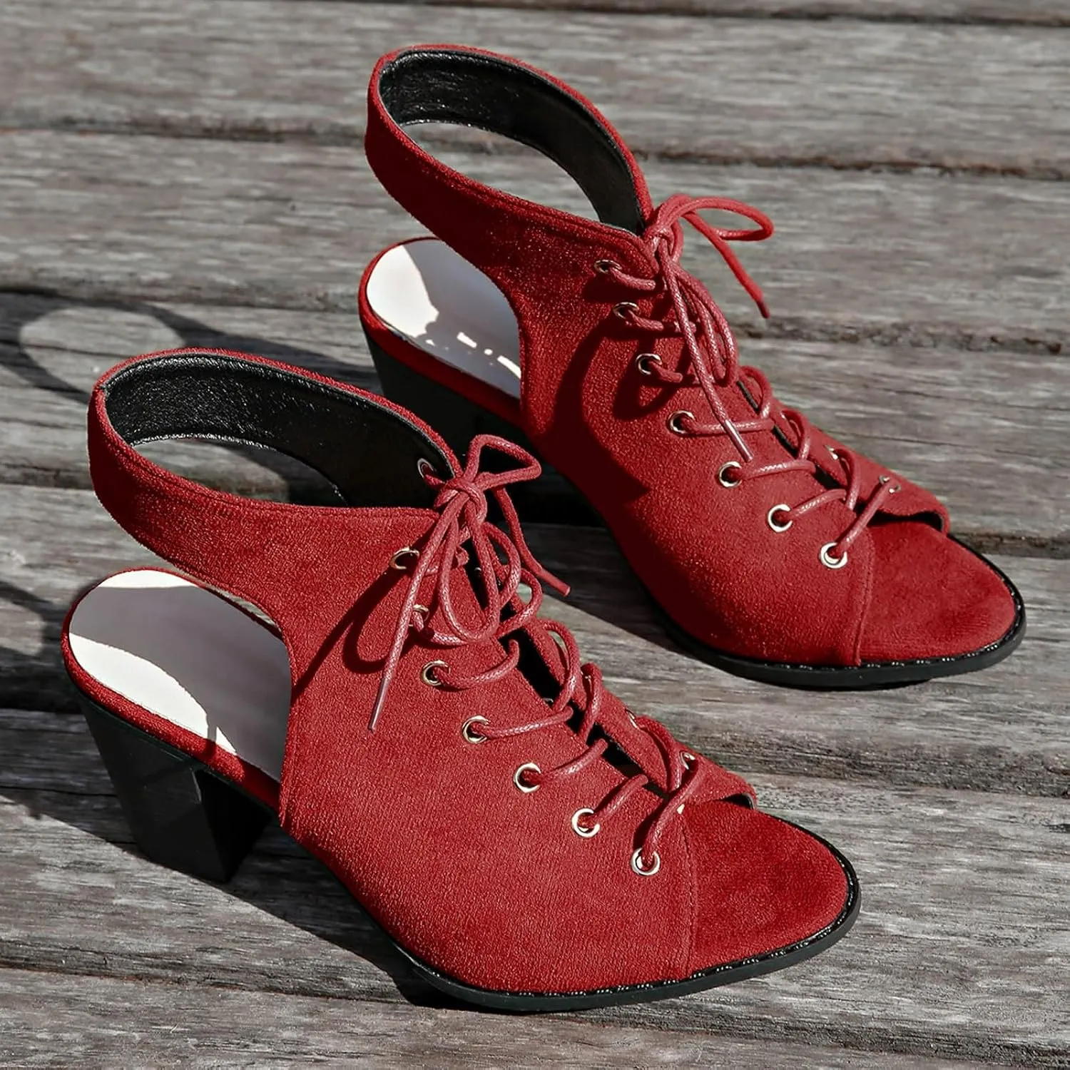 Women's Dress Shoes Women's Thick Heel Fish Mouth Strap Slingback Solid Color Sandals Casual Fashion High Heels